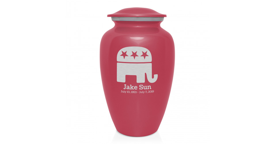 Republican Elephant Cremation Urn Rose Pink Green Meadow Memorials