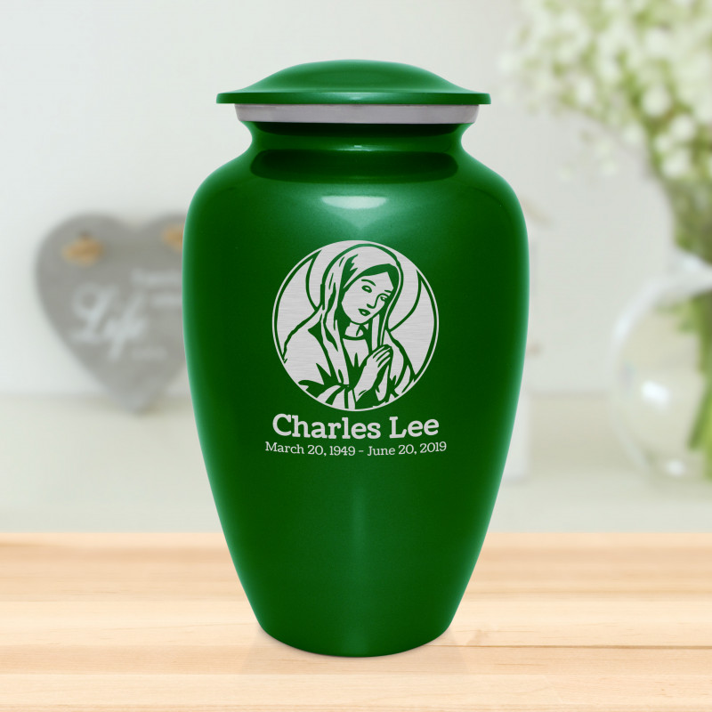 Virgin Mary Cremation Urn Shamrock Green Green Meadow Memorials