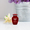 Caduceus Keepsake Urn - Ruby Red Caduceus Keepsake Urn - Ruby Red
