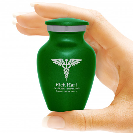 Caduceus Keepsake Urn - Shamrock Green