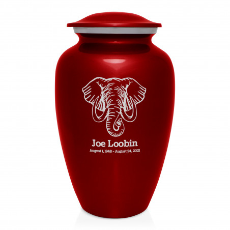 Elephant Cremation Urn - Ruby Red