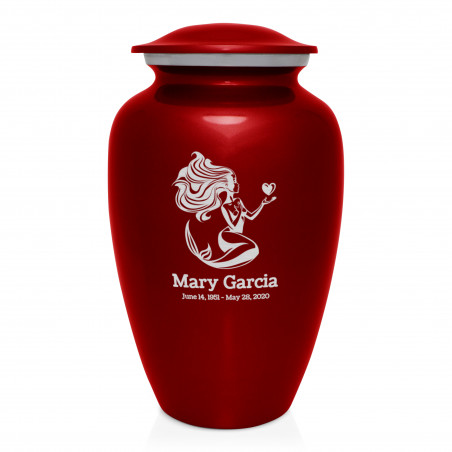 Mermaid Cremation Urn - Ruby Red Mermaid Cremation Urn - Ruby Red
