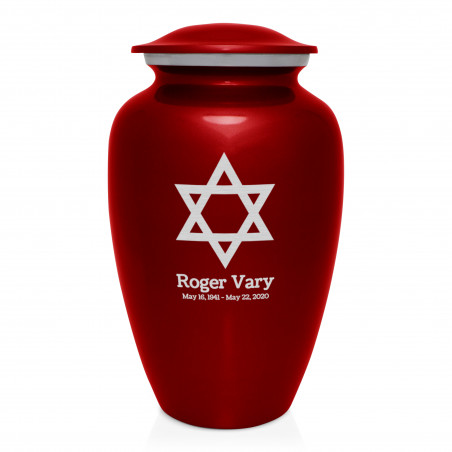 Star of David Cremation Urn - Ruby Red