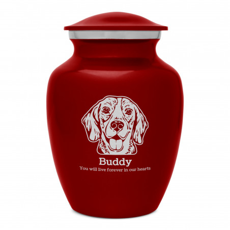 Small Beagle Dog Cremation Urn - Ruby Red Small Beagle Dog Cremation Urn - Ruby Red