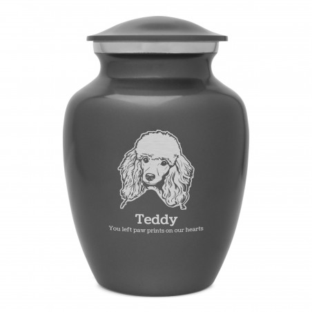 Small Poodle Dog Cremation Urn - Gunmetal Gray