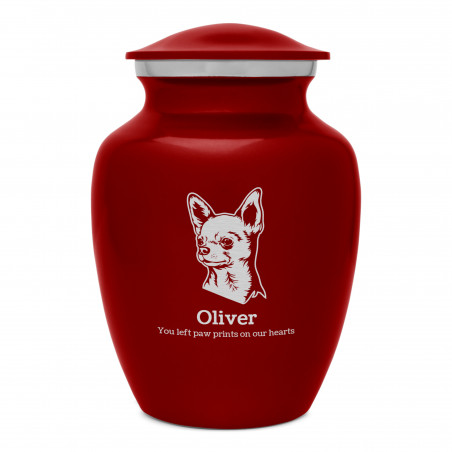 Small Chihuahua Dog Cremation Urn - Ruby Red Small Chihuahua Dog Cremation Urn - Ruby Red