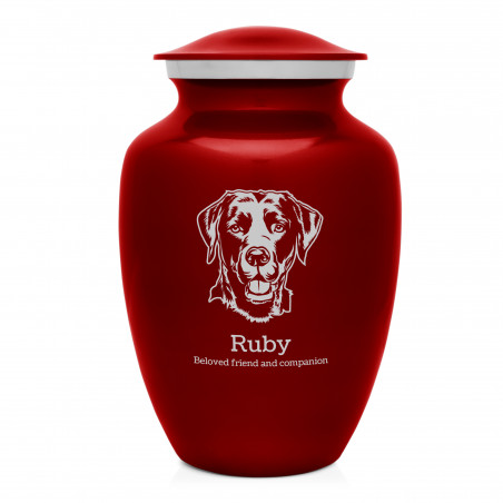 Large Black Lab Dog Cremation Urn - Ruby Red Large Black Lab Dog Cremation Urn - Ruby Red