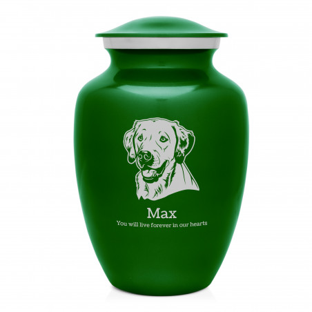 Large Yellow Lab Dog Cremation Urn - Shamrock Green