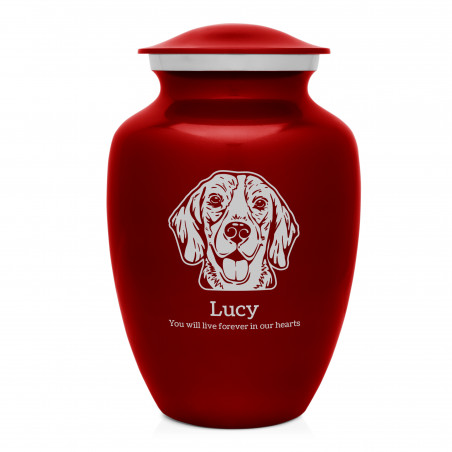 Large Beagle Dog Cremation Urn - Ruby Red Large Beagle Dog Cremation Urn - Ruby Red