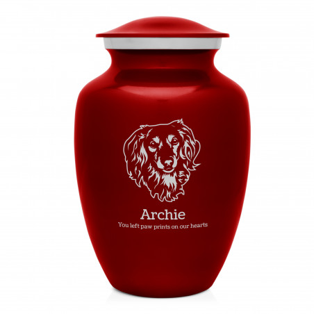 Large Daschund Dog Cremation Urn - Ruby Red