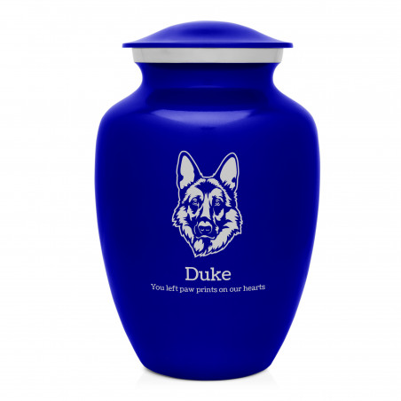 Large German Shepherd Dog Cremation Urn - Midnight Blue
