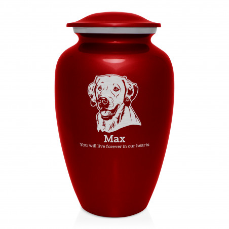 Extra Large Yellow Lab Dog Cremation Urn - Ruby Red Extra Large Yellow Lab Dog Cremation Urn - Ruby Red