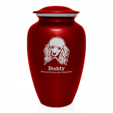 Extra Large Poodle Dog Cremation Urn - Ruby Red Extra Large Poodle Dog Cremation Urn - Ruby Red