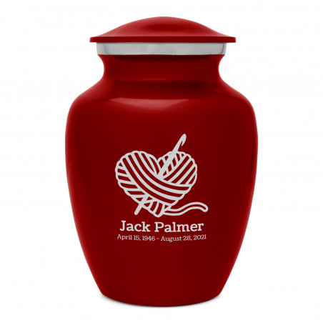 Crochet Heart Sharing Urn - Ruby Red Crochet Heart Sharing Urn - Ruby Red