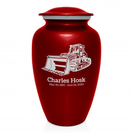 Bulldozer Cremation Urn - Ruby Red Bulldozer Cremation Urn - Ruby Red