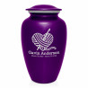 Crochet Heart Cremation Urn - Purple Luster