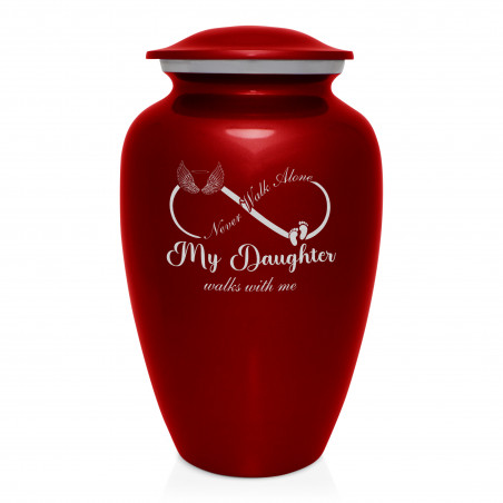 My Daughter Walks With Me Cremation Urn - Ruby Red