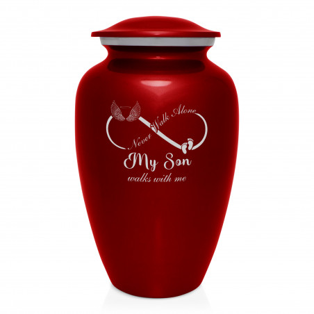 My Son Walks With Me Cremation Urn - Ruby Red