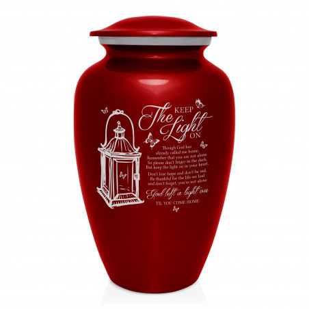 Keep the Light On Cremation Urn - Ruby Red