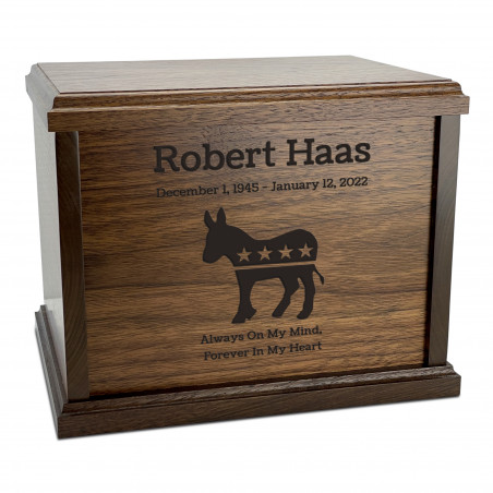 Democratic Donkey Cremation Urn - Signature Walnut