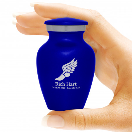 Winged Foot Running Keepsake Urn - Midnight Blue