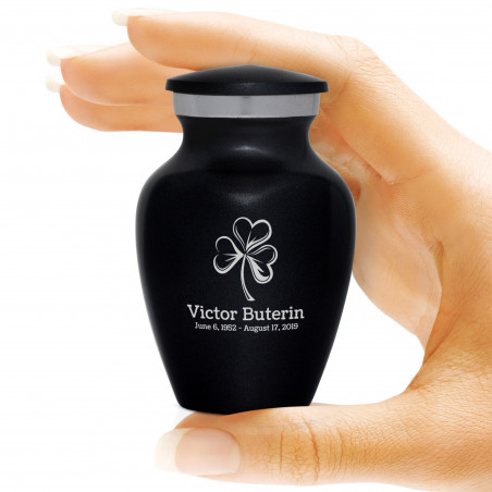 Shamrock Keepsake Urn - Jet Black