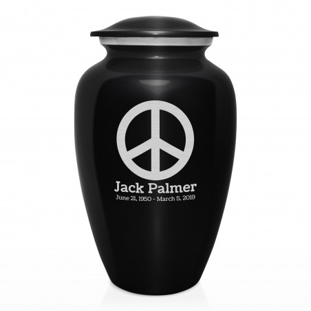 Peace Cremation Urn - Jet Black