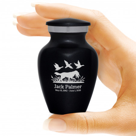 Duck Hunting Dog Keepsake Urn - Jet Black