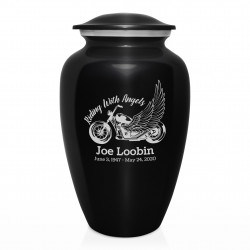 Riding with Angels Cremation Urn - Jet Black
