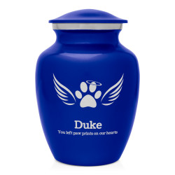 Small Angel Wings Pet Cremation Urn - Midnight Blue
