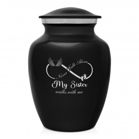 My Sister Walks With Me Sharing Urn - Jet Black