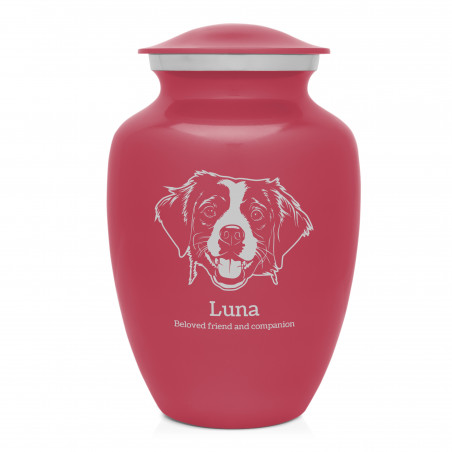 Large Brittany Spaniel Pet Cremation Urn - Rose Pink