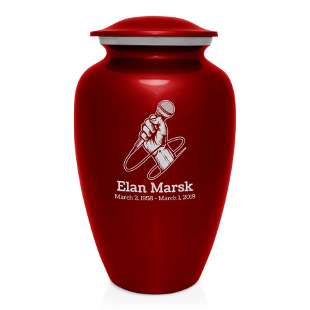 Microphone Hand Cremation Urn - Ruby Red Microphone Hand Cremation Urn - Ruby Red