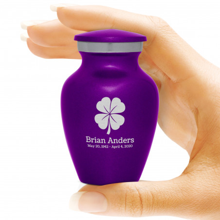 4 Leaf Clover Keepsake Urn - Purple Luster