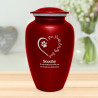 Extra Large Paw Prints On My Heart Pet Cremation Urn - Ruby Red