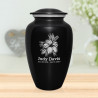 Hibiscus Flower Cremation Urn - Jet Black