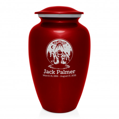 Alien UFO Cremation Urn - Ruby Red