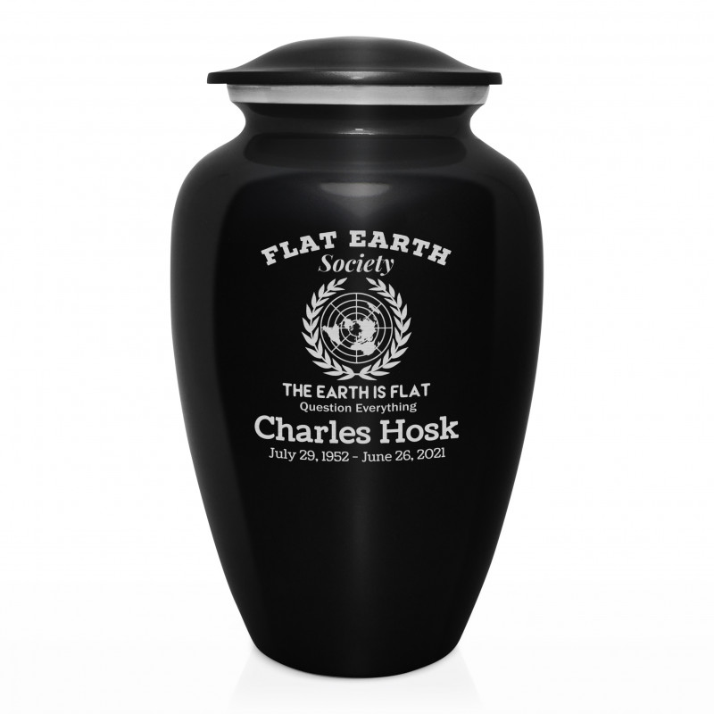 Flat Earth Society Cremation Urn - Jet Black - Green Meadow Memorials