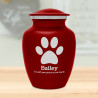 Small Pawprint Pet Cremation Urn - Ruby Red