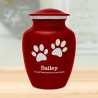 Small Pawprints Pet Cremation Urn - Ruby Red