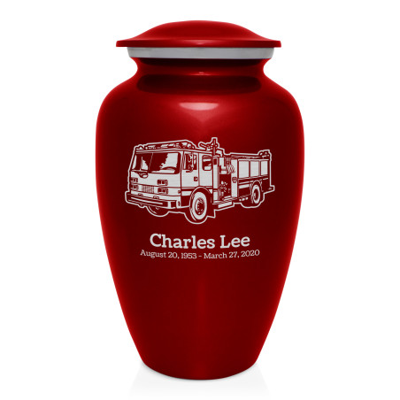 Fire Truck Cremation Urn - Ruby Red - Green Meadow Memorials