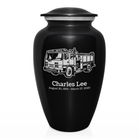 Fire Truck Cremation Urn - Jet Black - Green Meadow Memorials