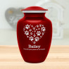 Large Pawprint Heart Pet Cremation Urn - Ruby Red Large Pawprint Heart Pet Cremation Urn - Ruby Red