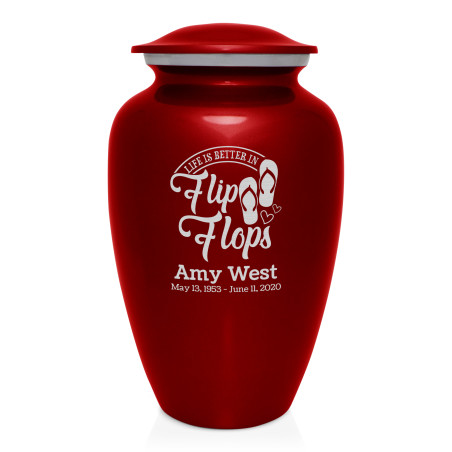 Flip Flops Cremation Urn - Ruby Red