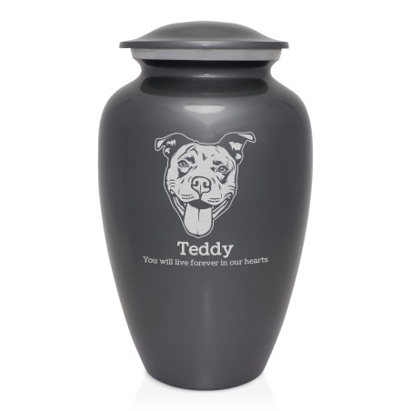 Extra Large Pitbull Pet Cremation Urn Gunmetal Gray Green Meadow Memorials