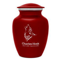 Wolf Sharing Urn - Ruby Red
