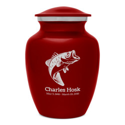 Salmon Fishing Cremation Urn - Ruby Red - Green Meadow Memorials
