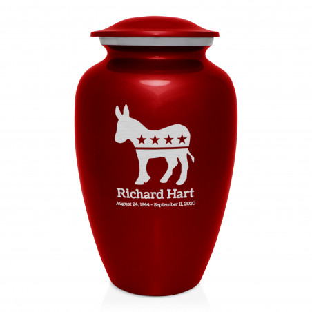 Democratic Donkey Cremation Urn - Ruby Red