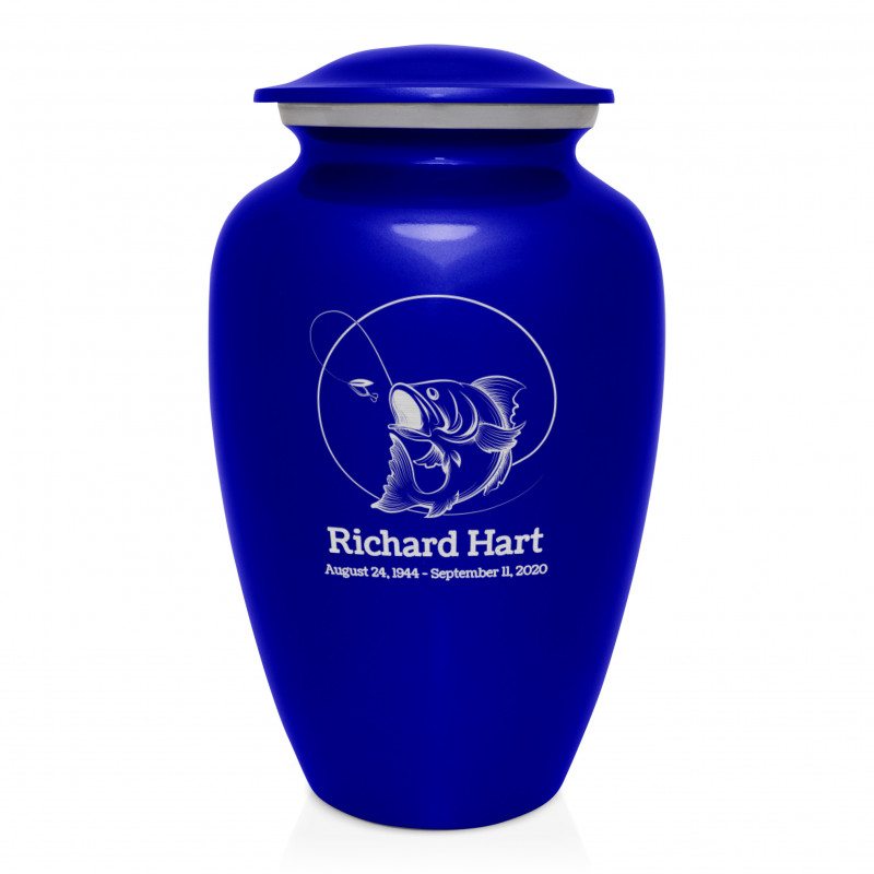 Lure Hit Fishing Cremation Urn - Midnight Blue - Green Meadow Memorials