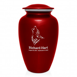 Wolf Cremation Urn - Ruby Red
